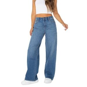 Celebrity Pink Baggy High Rise Blue Elastic-Back Wide Leg Jeans